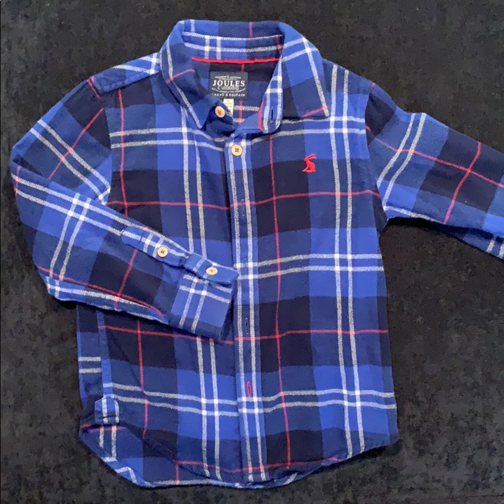 Joules flannel boys sz4 button down long sleeve